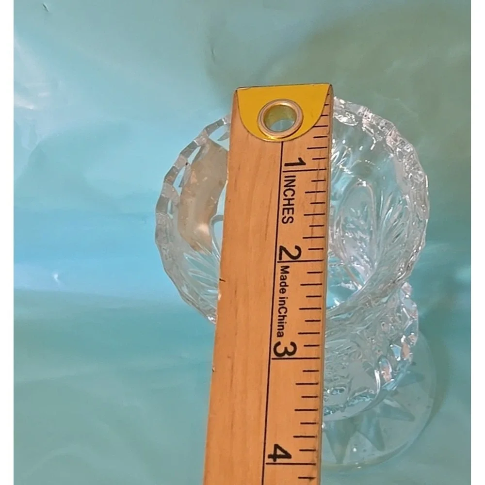 Vtg Crystal Clear Industries Candlestick Holder Yugoslavia 24% Lead Glass Flower